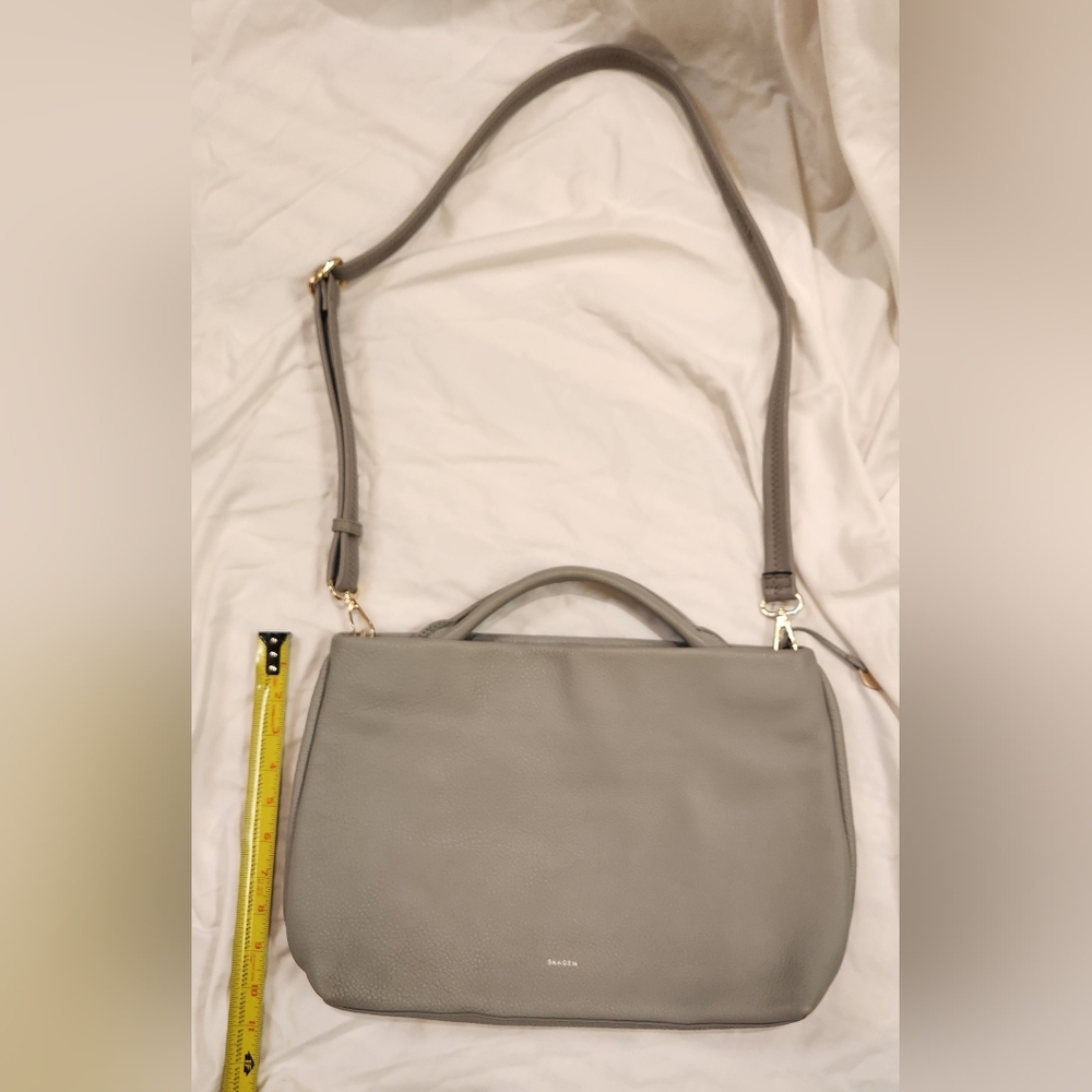 Skagen Mikkeline leather purse light gray satchel‎ shoulder crossbody